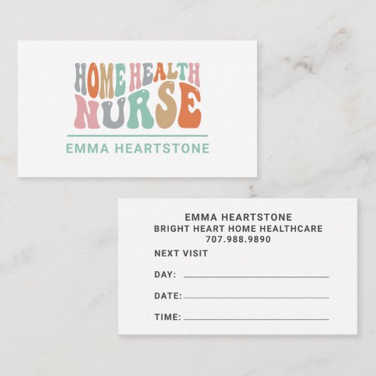 Home Gezondheidszorg Verpleegkundige Afspraakkaart Afsprakenkaartje (Voorkant / Achterkant)