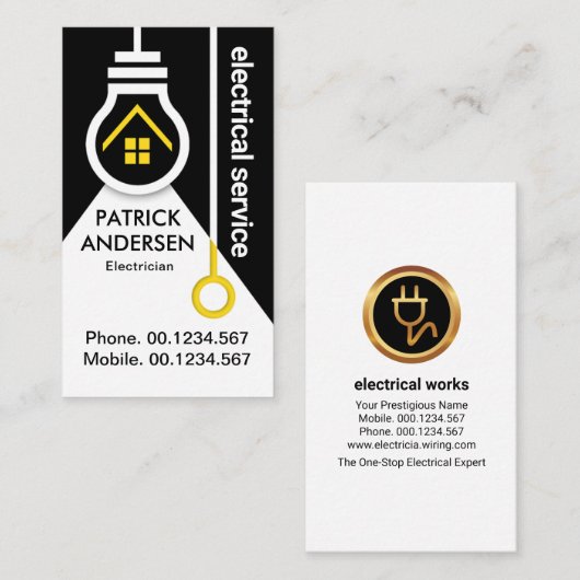 Home Gloeilampschakelaar Elektrisch Visitekaartje (Voorkant / Achterkant)