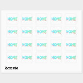 HOME Glossy Pastel Ocean Word Vierkante Sticker (Vel)