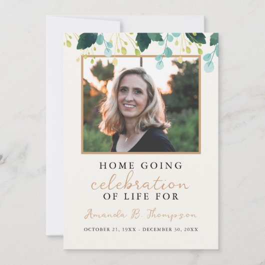 Home Going Viering van het Leven Uitvaartdienst Kaart (Voorkant)