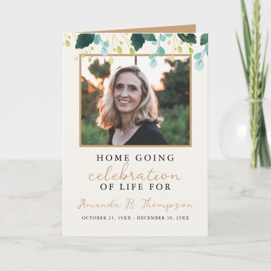 Home Going Viering van het Leven Uitvaartdienst Programma (Voorkant)