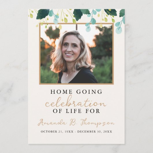 Home Going Viering van het Leven Uitvaartdienst Programmakaart (Voorkant)