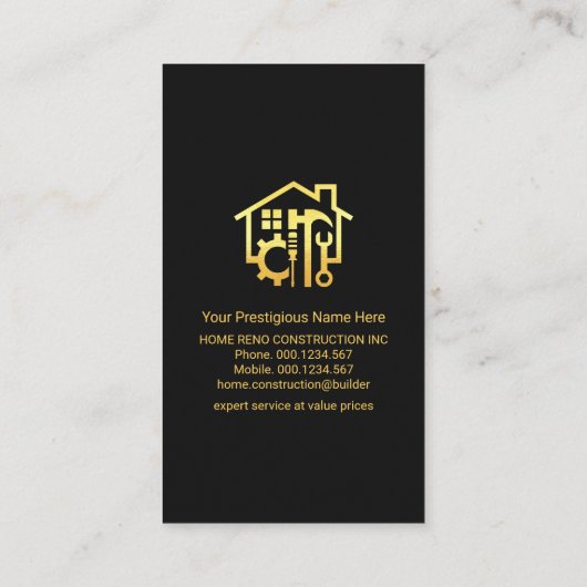 Home Gouden Handyman Gereedschap Boom Visitekaartje (Achterkant)