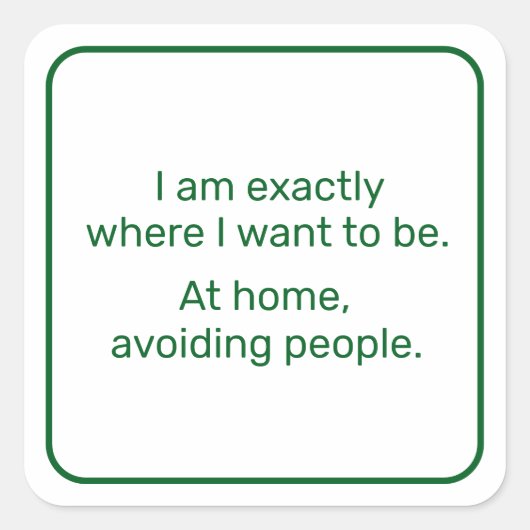 Home (groen) vierkante sticker (Voorkant)