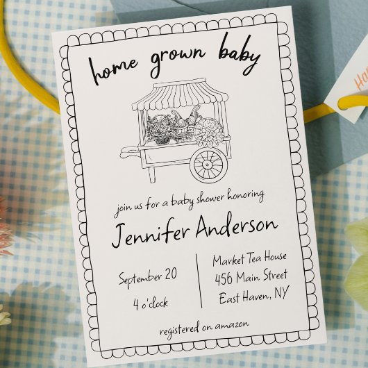 Home Grown Baby Hand getrokken Baby shower Kaart