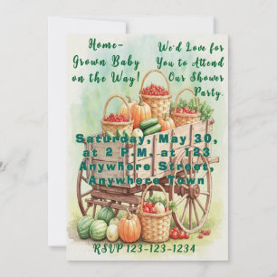 Home-Grown Baby shower Uitnodiging met Boerderij W