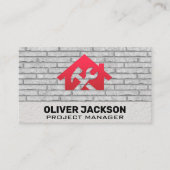 Home Hamer Wrench Icon | bakstenen achtergrond Visitekaartje (Voorkant)