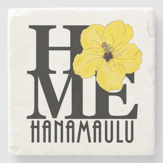 HOME Hanamaulu Hawaii Yellow Stenen Onderzetter (Voorkant)