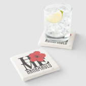 HOME Hanamaulu Red Hibiscus Stenen Onderzetter (Zijkant)