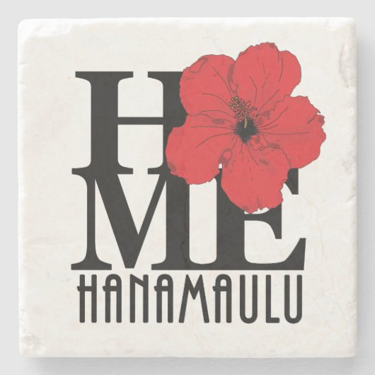 HOME Hanamaulu Red Hibiscus Stenen Onderzetter (Voorkant)