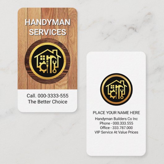 Home Handyman Gereedschap op Hout Visitekaartje (Voorkant / Achterkant)