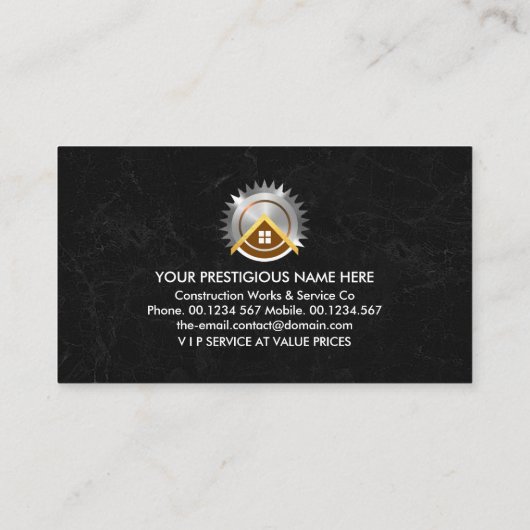 Home Handyman Gereedschap op zwart marmer Visitekaartje (Achterkant)