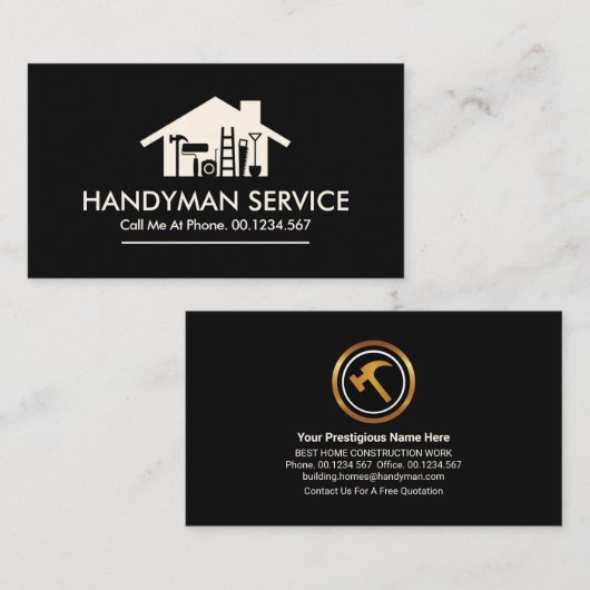 Home Handyman Repair Tools Building Visitekaartje (Voorkant / Achterkant)