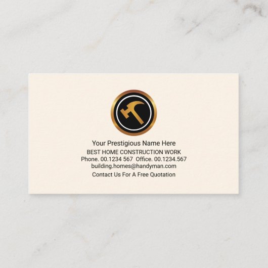 Home Handyman Tools Silhouette Visitekaartje (Achterkant)