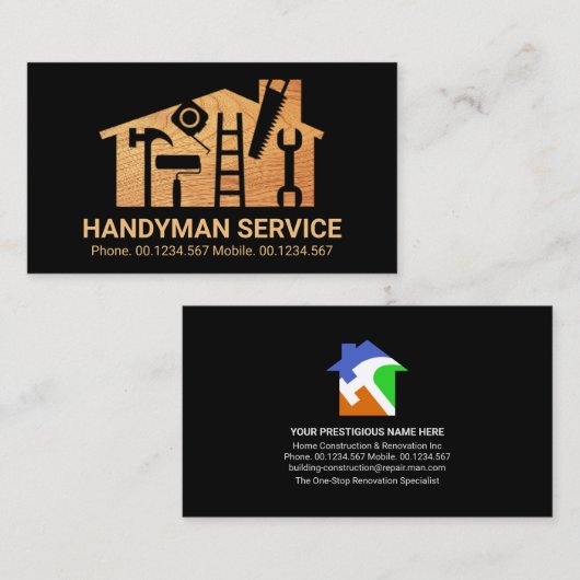 Home Handyman Tools Wood Grain Visitekaartje (Voorkant / Achterkant)
