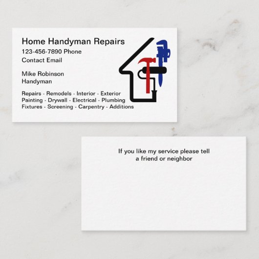 Home Handyman Unieke Visitekaartjes (Voorkant / Achterkant)