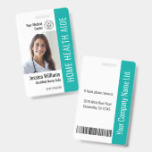 Home Health Aide Certified Nurse Aide Photo ID Bad Badge (Front & Back)