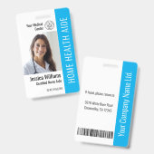 Home Health Aide Certified Nurse Aide Photo ID Badge (Front & Back)