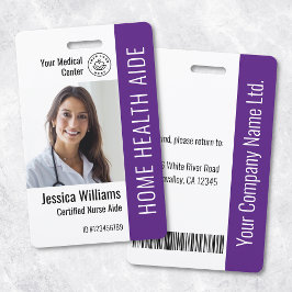 Home Health Aide Certified Nurse Aide Photo ID Badge