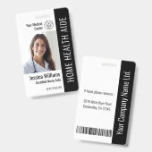 Home Health Aide Certified Nurse Aide Photo ID Badge (Front & Back)