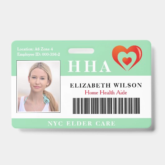 Home Health Aide  | ID Medische foto Badge (Voorzijde)