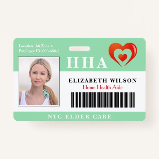 Home Health Aide  | ID Medische foto Badge (Voorkant)