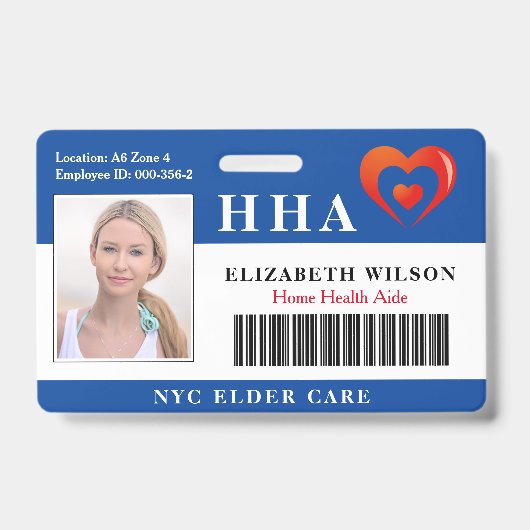 Home Health Aide  | ID Medische foto Badge (Voorkant)