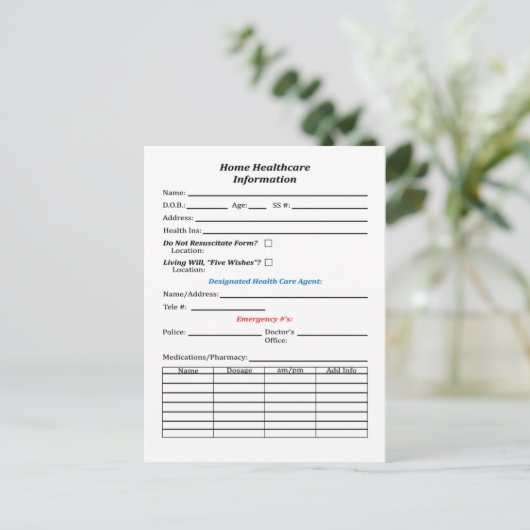 Home Health Info Card met Afbeelding Briefkaart (Staand voorkant)