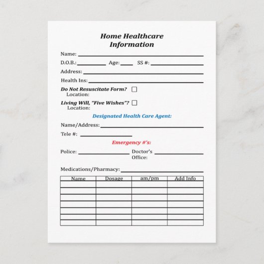 Home Health Info Card met Afbeelding Briefkaart (Voorkant)