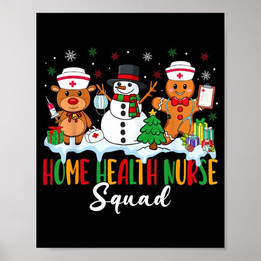 Home Health Nurse Squad Reindeer Gingerbread Chris Poster (Voorkant)