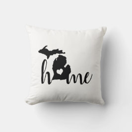 Home Heart Michigan Black Silhouette Kussen