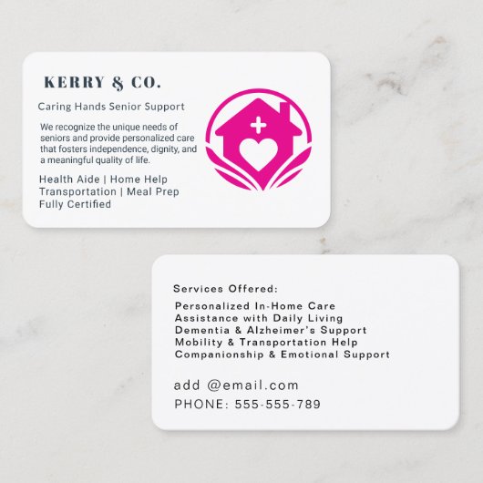 Home Help Visitekaartje – Professioneel & zorgzaam (Voorkant / Achterkant)