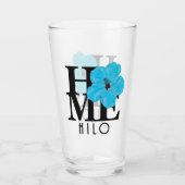 HOME Hilo Hawaii Blue Hibiscus Glas (Achterkant)