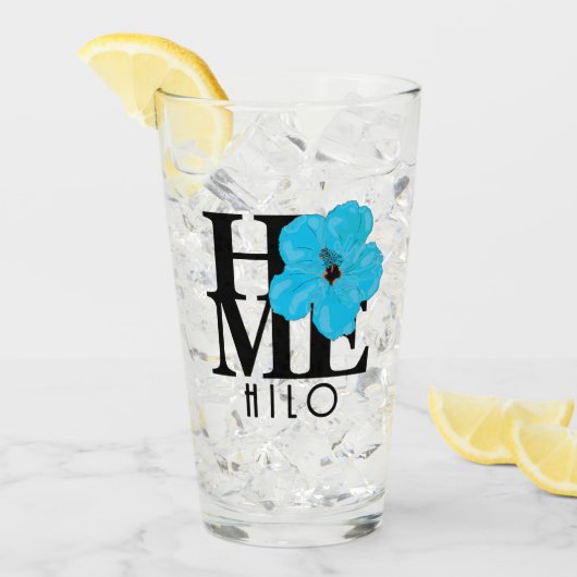 HOME Hilo Hawaii Blue Hibiscus Glas (Voorkant ijs)