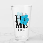 HOME Hilo Hawaii Blue Hibiscus Glas (Voorkant)