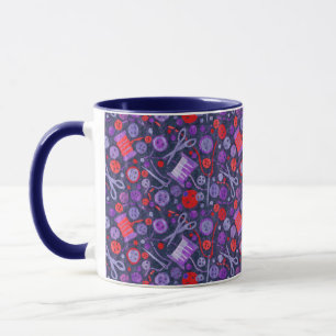 Home Hobby Naai Crafter Collage Patroon Blauw Rood Mok