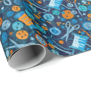 Home Hobby Seft Craft Paper Collage Pattern Blue Cadeaupapier