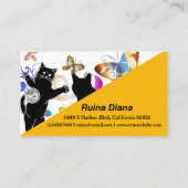 Home Huisdier Zitten Mooie Happy Cat & House Plant Visitekaartje (Achterkant)