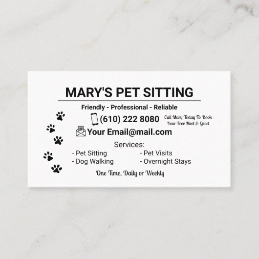 Home Huisdier Zittend Waterverf Visitekaartje Hond (Voorkant)