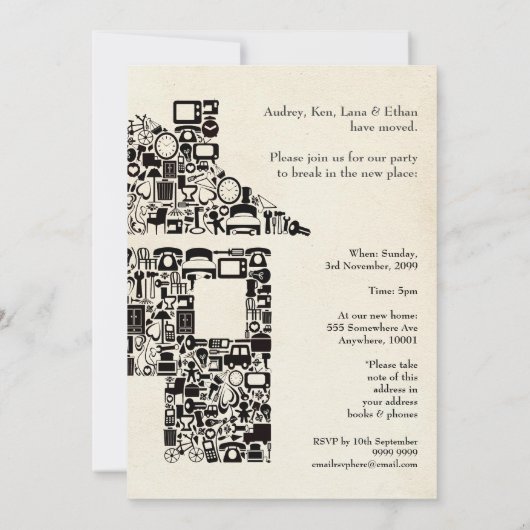 Home Huisverwarming Reno Party Uitnodiging (Achterkant)