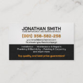 Home improvement and repair handyman services visitekaartje (Achterkant)