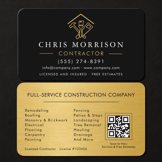 Home Improvement QR Code Metallic Visitekaartje