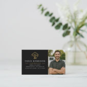 Home Improvement QR Code Photo Black Gold Visitekaartje (Staand voorkant)