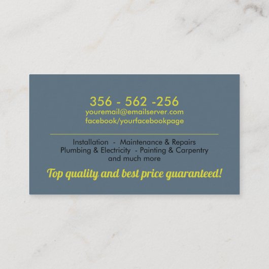 Home Improving Handyman Services Visitekaartje (Achterkant)