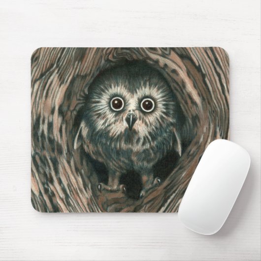 "Home in a Hole" Owl Mousepad Muismat (Met muis)