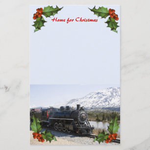 Home in de trein voor kerststalling briefpapier