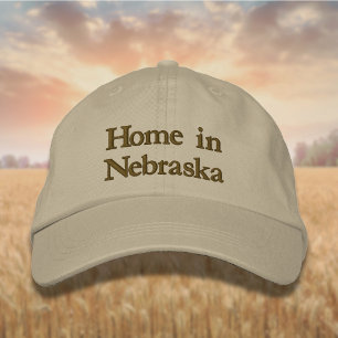 Home in Nebraska in het Gouden Bruin Geborduurde Pet