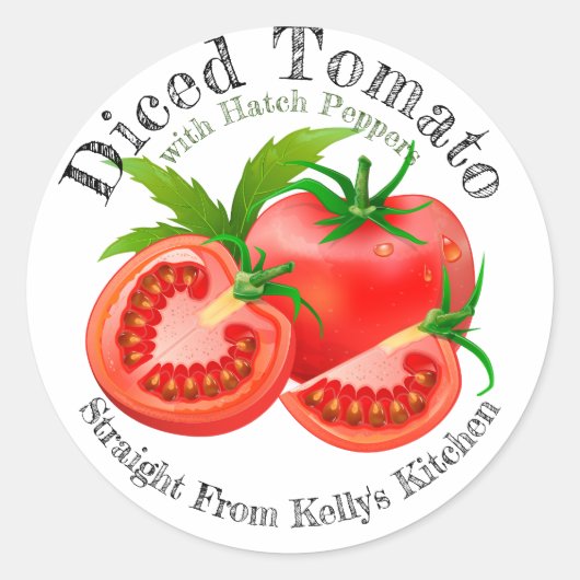Home Inblikken Bedrijf in blokjes gesneden tomaten Ronde Sticker (Voorkant)