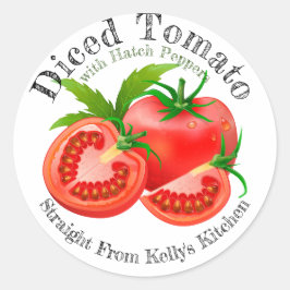 Home Inblikken Bedrijf in blokjes gesneden tomaten Ronde Sticker
