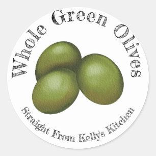 Home Inblikken Bedrijf Whole Green Olive Food Labe Ronde Sticker